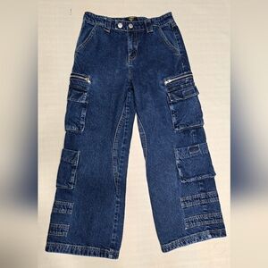 Forever 21 Kids Dark Blue Denim Cargo Jeans Size 11-12